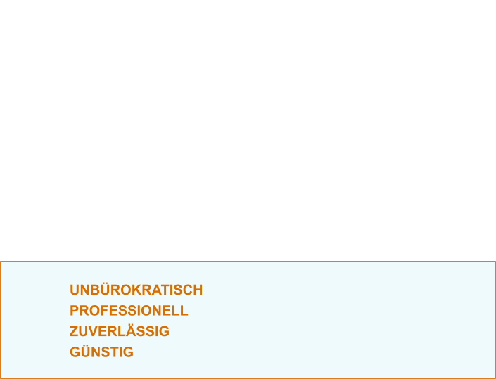 UNBÜROKRATISCH PROFESSIONELL ZUVERLÄSSIG GÜNSTIG